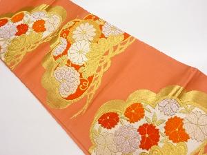 金糸松に菊唐草・八重桜模様織出し袋帯